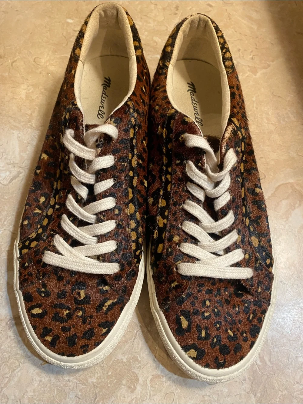 Madewell Leopard-Pattern Low-Top Sneakers with Cream Laces - Picture 2 of 5